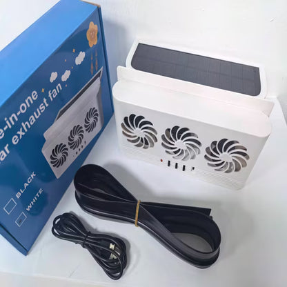Ventilateur Solaire Voiture | 3 Têtes & USB