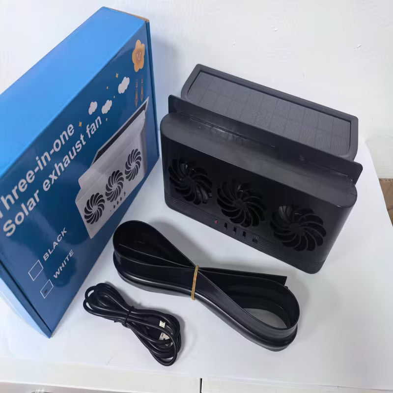 Ventilateur Solaire Voiture | 3 Têtes & USB