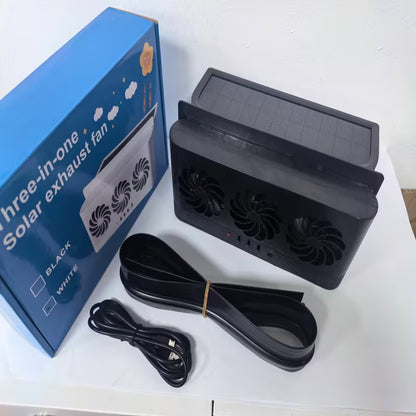 Ventilateur Solaire Voiture | 3 Têtes & USB
