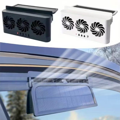 Ventilateur Solaire Voiture | 3 Têtes & USB