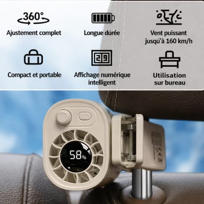 Mini Ventilateur Voiture à Pince | 360° & USB