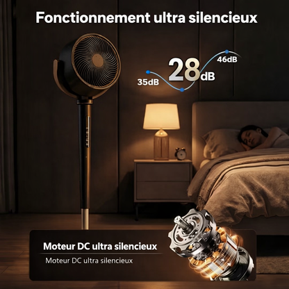 Ventilateur de Sol | 12 Vitesses, LED & Télécommande