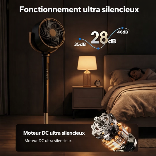 Ventilateur de Sol | 12 Vitesses, LED & Télécommande