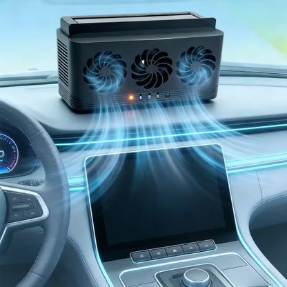 Ventilateur Solaire Voiture | 3 Têtes & USB