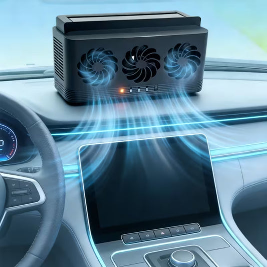 Ventilateur Solaire Voiture | 3 Têtes & USB